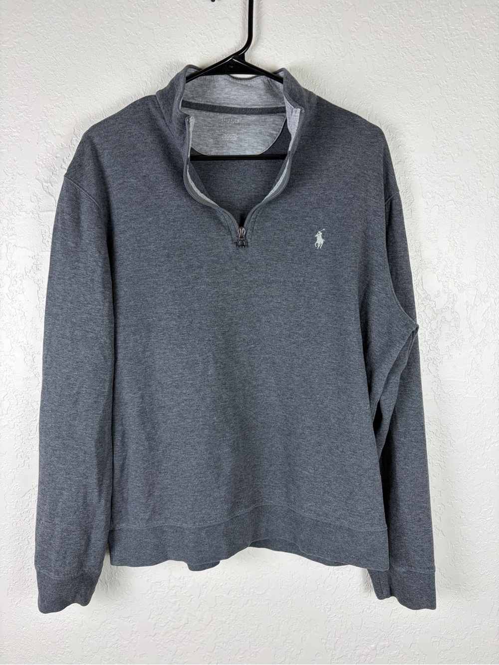 Polo by Ralph Lauren Men’s Heather Charcoal Quarter-Zip Pullover Sz Large